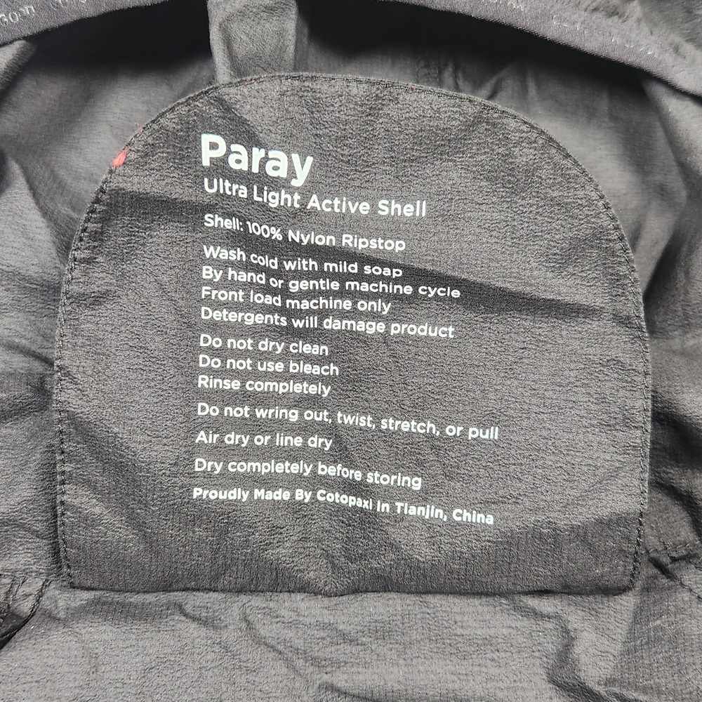 Cotopaxi Jacket Medium Black Paray Ultralight Active Shell Packable Windbreaker - Picture 4 of 12